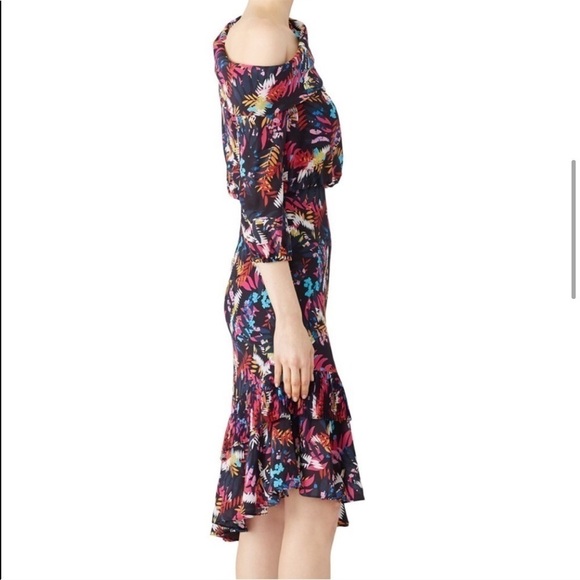 Saloni Lexie Off Shoulder Dress u der knee Floral Dress size 6 - Picture 5 of 13